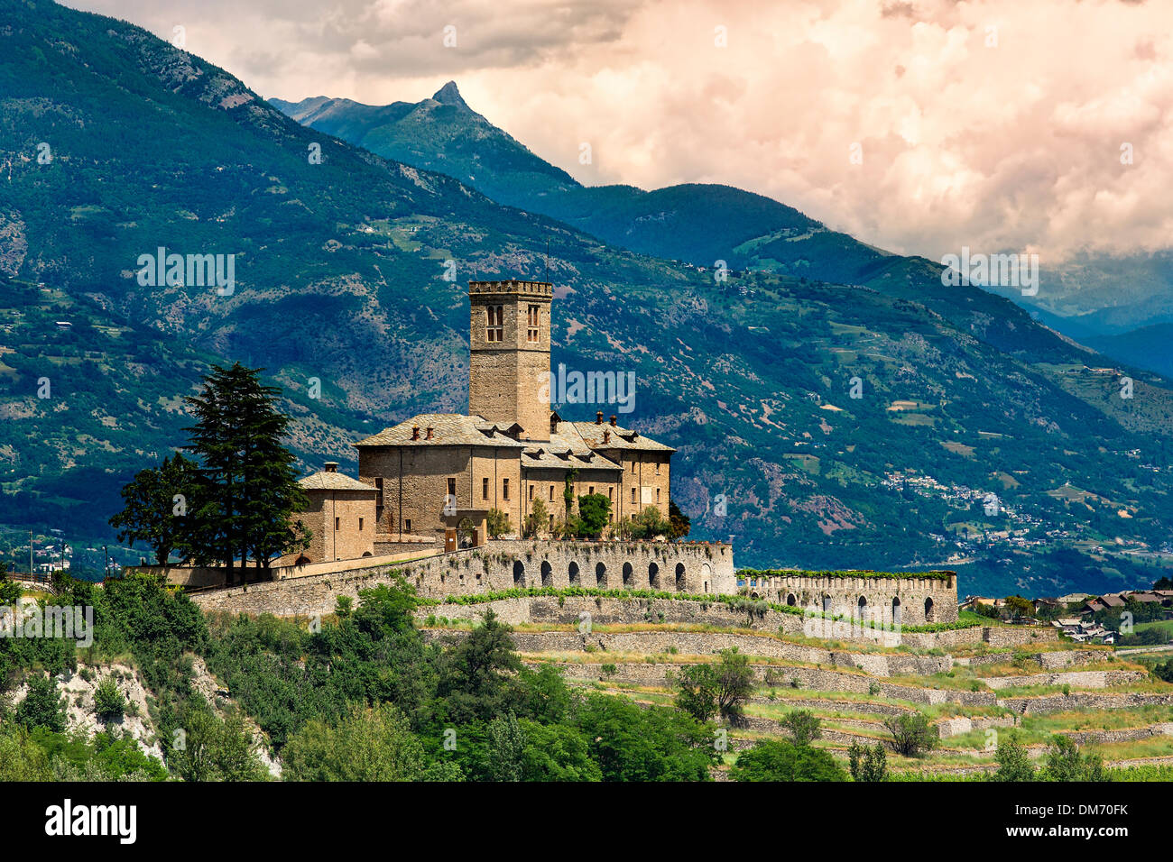 Italia, valle d'Aosta, el Castillo Real de Sarre Foto de stock