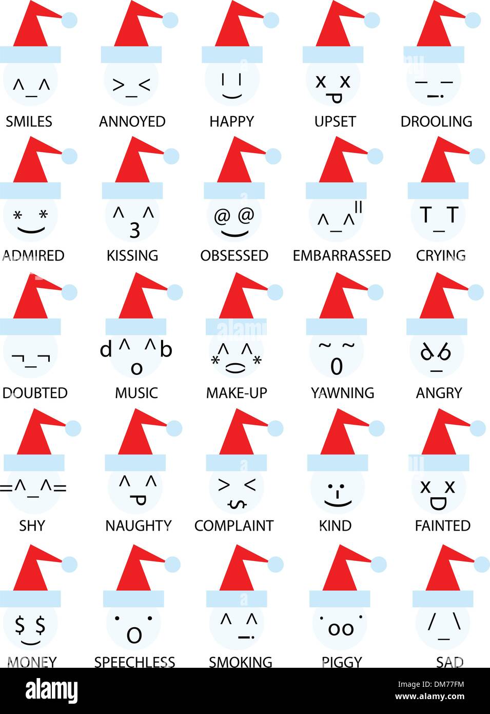 Smiley Emoticonos de navidad Ilustración del Vector