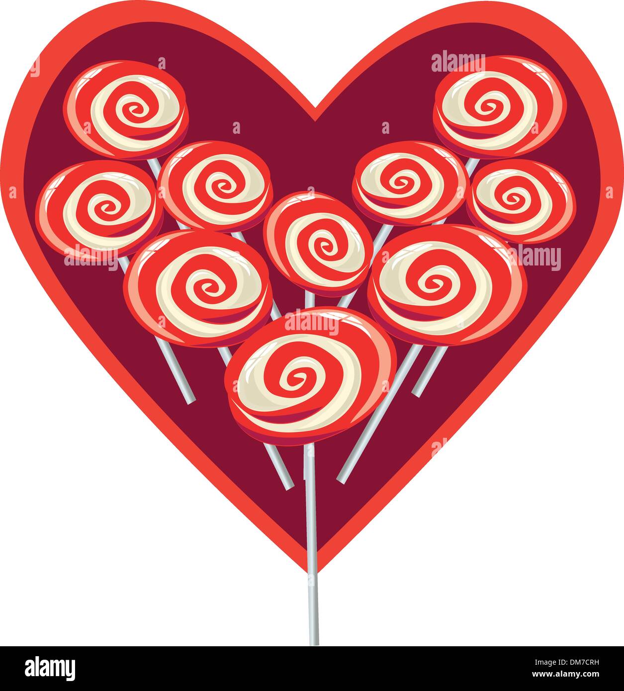 Dulce Corazón forma lollipop Ilustración del Vector