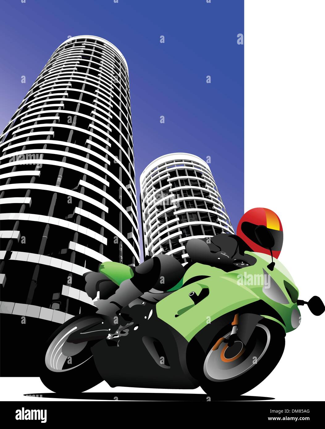 Ciclista de la ciudad de fondo. La motocicleta. Ilustración vectorial Ilustración del Vector