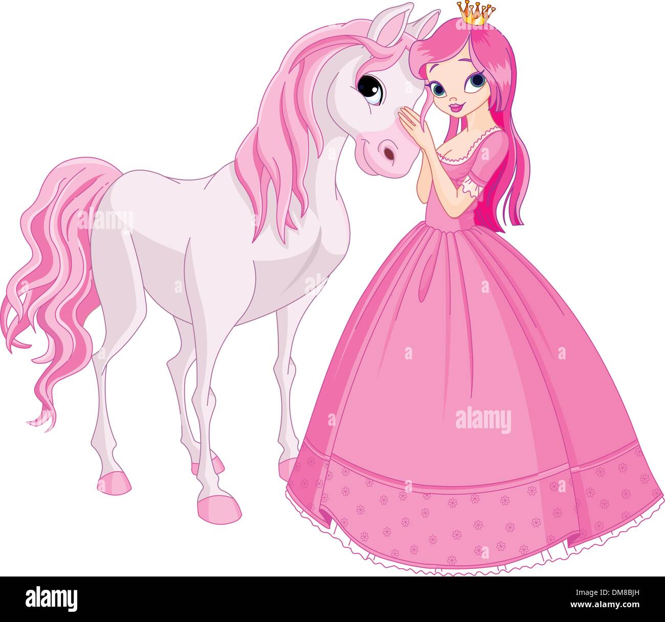 Hermosa princesa y caballo Imagen Vector de stock - Alamy