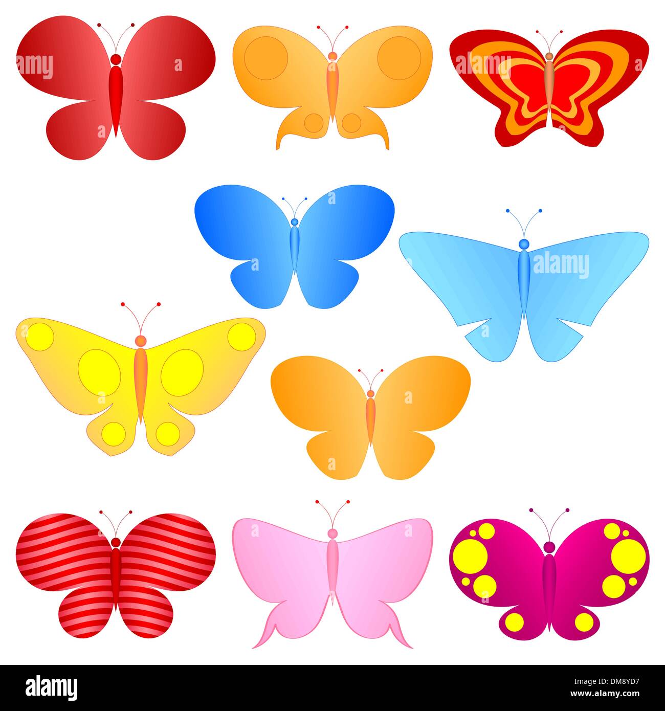 Conjunto de coloridas mariposas Ilustración del Vector