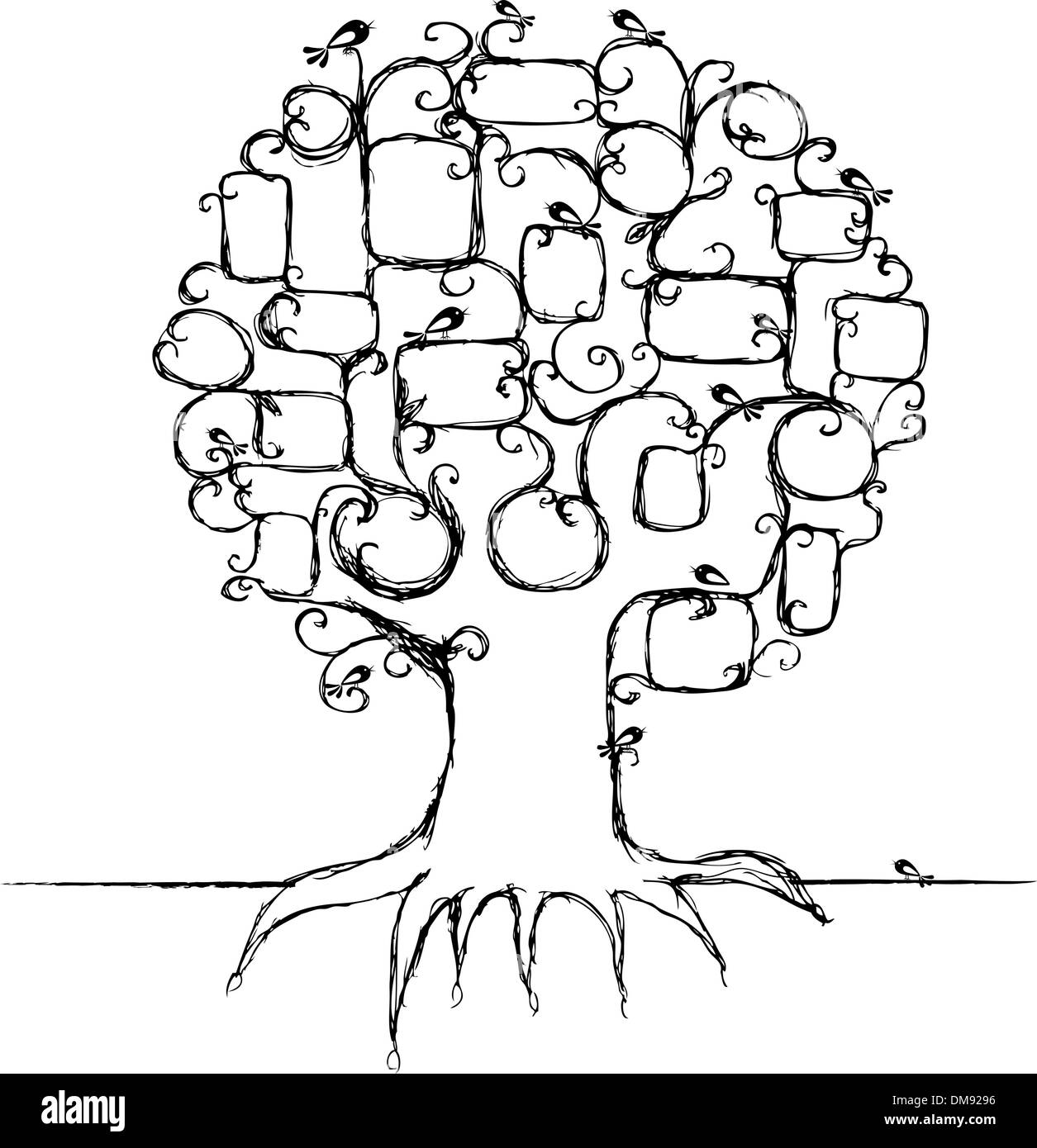 Diseño de árbol genealógico, insertar sus fotos en marcos Imagen Vector de  stock - Alamy
