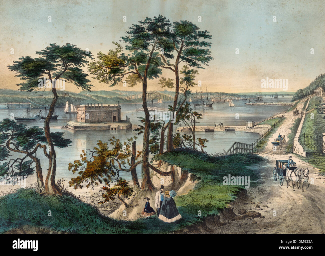 Staten Island y el Narrows, Nueva York: desde Fort Hamilton, 1861 Foto de stock