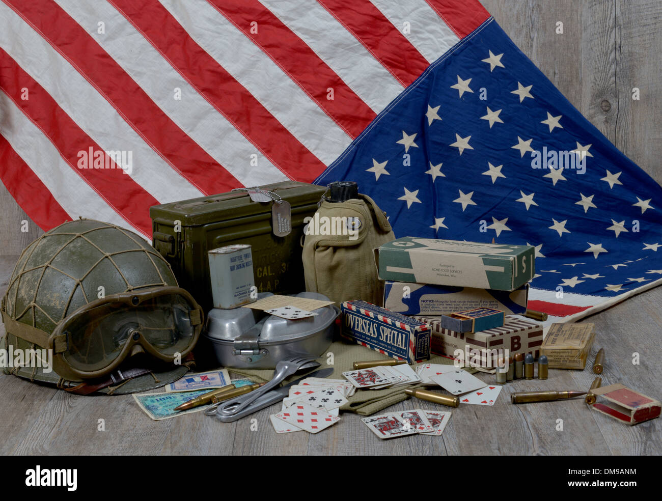 Material del soldado americano de la II Guerra Mundial Foto de stock