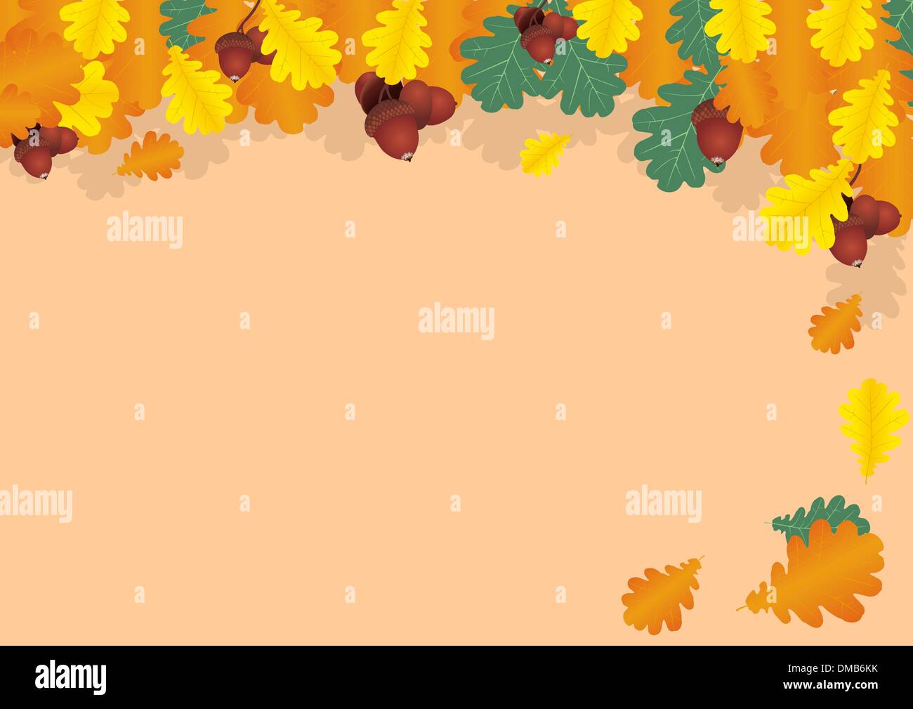 Collage de otoño de hojas de roble y bellotas Ilustración del Vector