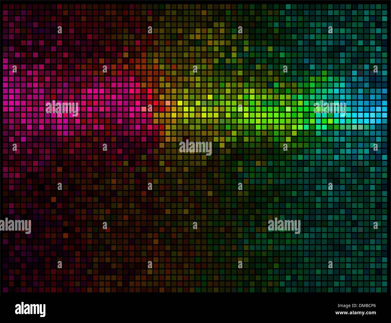 Luces de fondo abstracto multicolor discoteca. Mosaico de píxeles cuadrados Ilustración del Vector