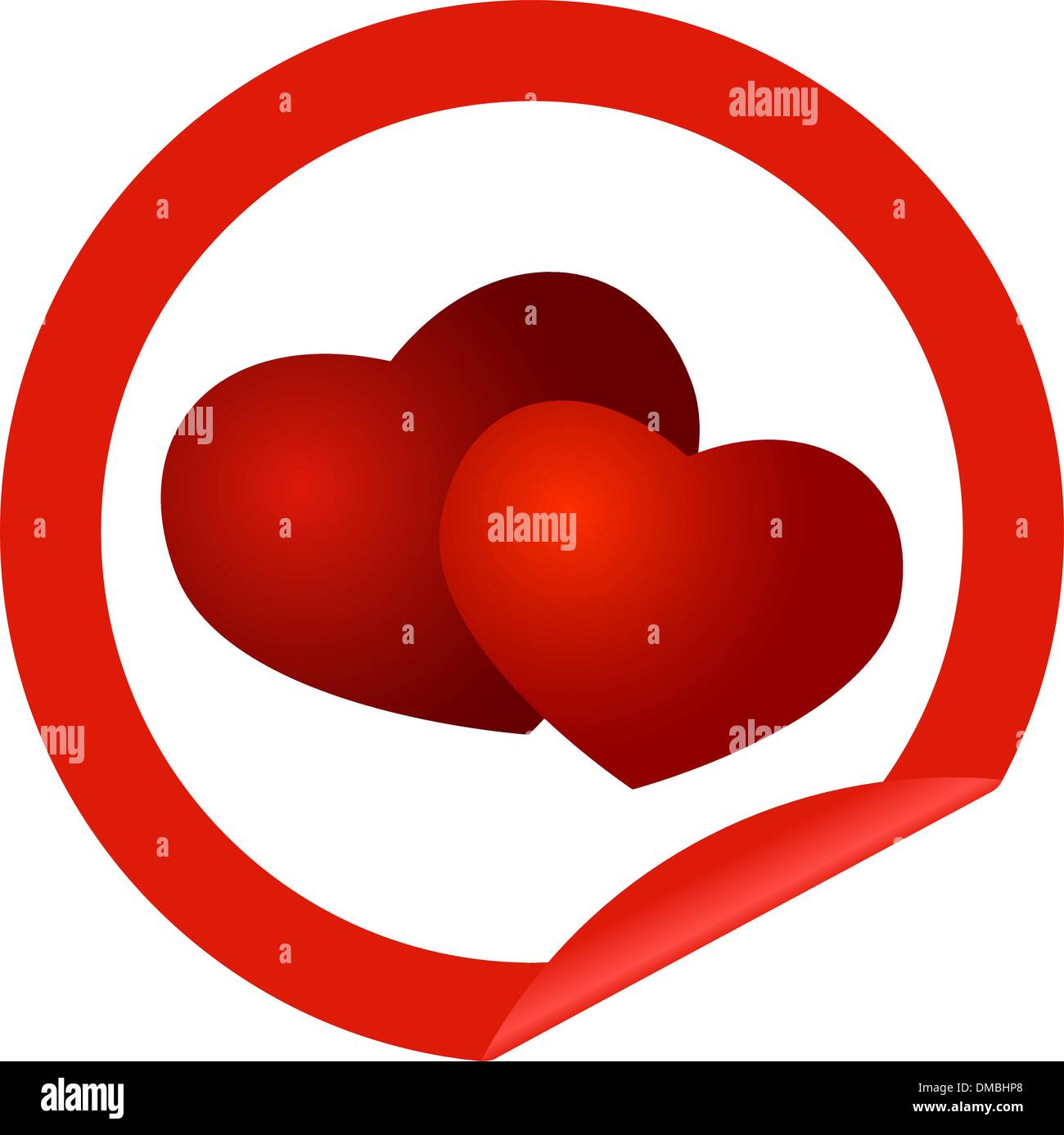 La pegatina redonda con corazones Ilustración del Vector