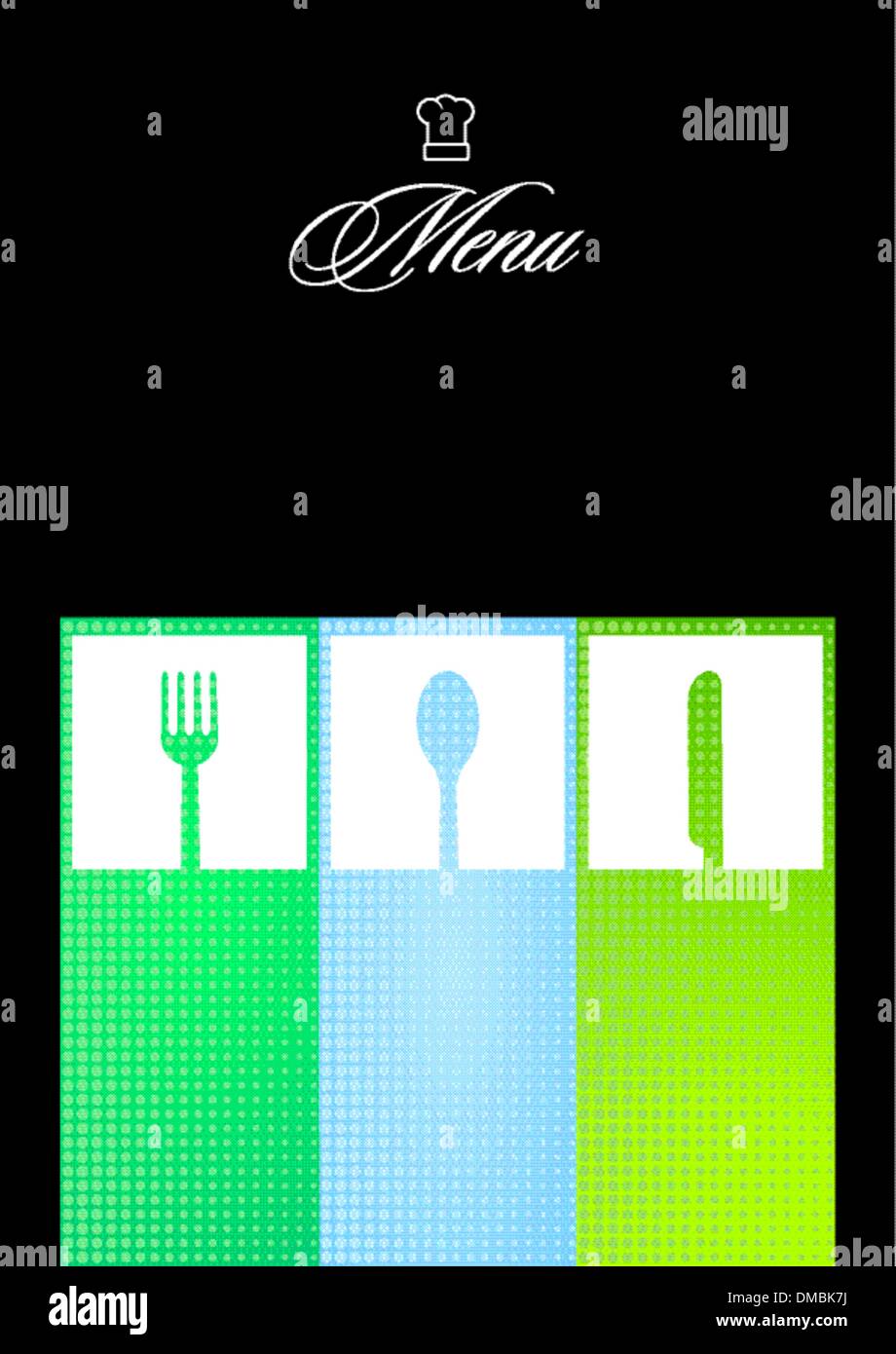 Restaurante Menú tarjeta en negro Ilustración del Vector