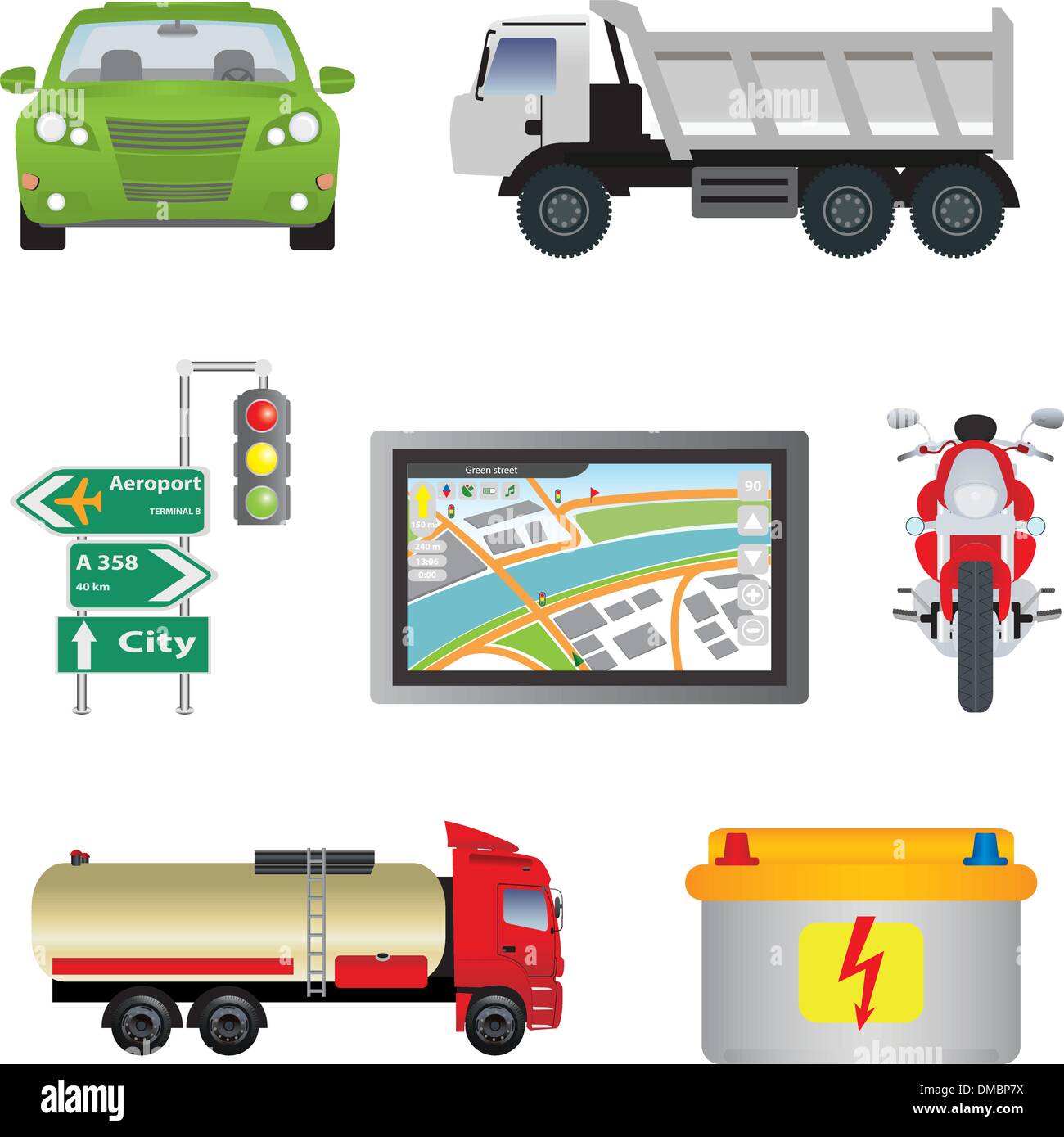 Iconos de transporte Ilustración del Vector