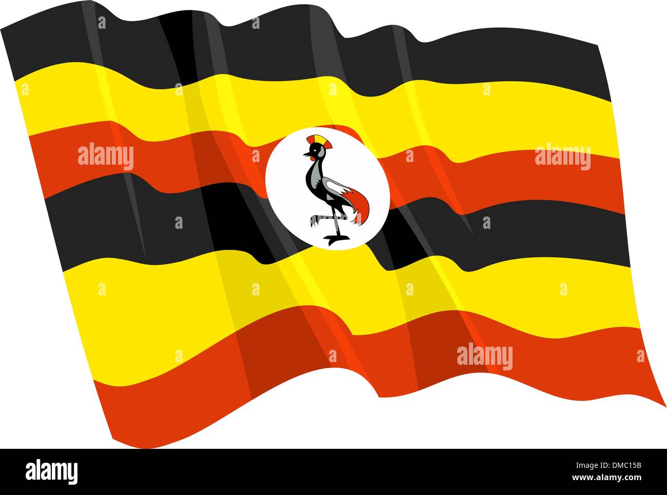 Banderas ondeantes político de Uganda Ilustración del Vector