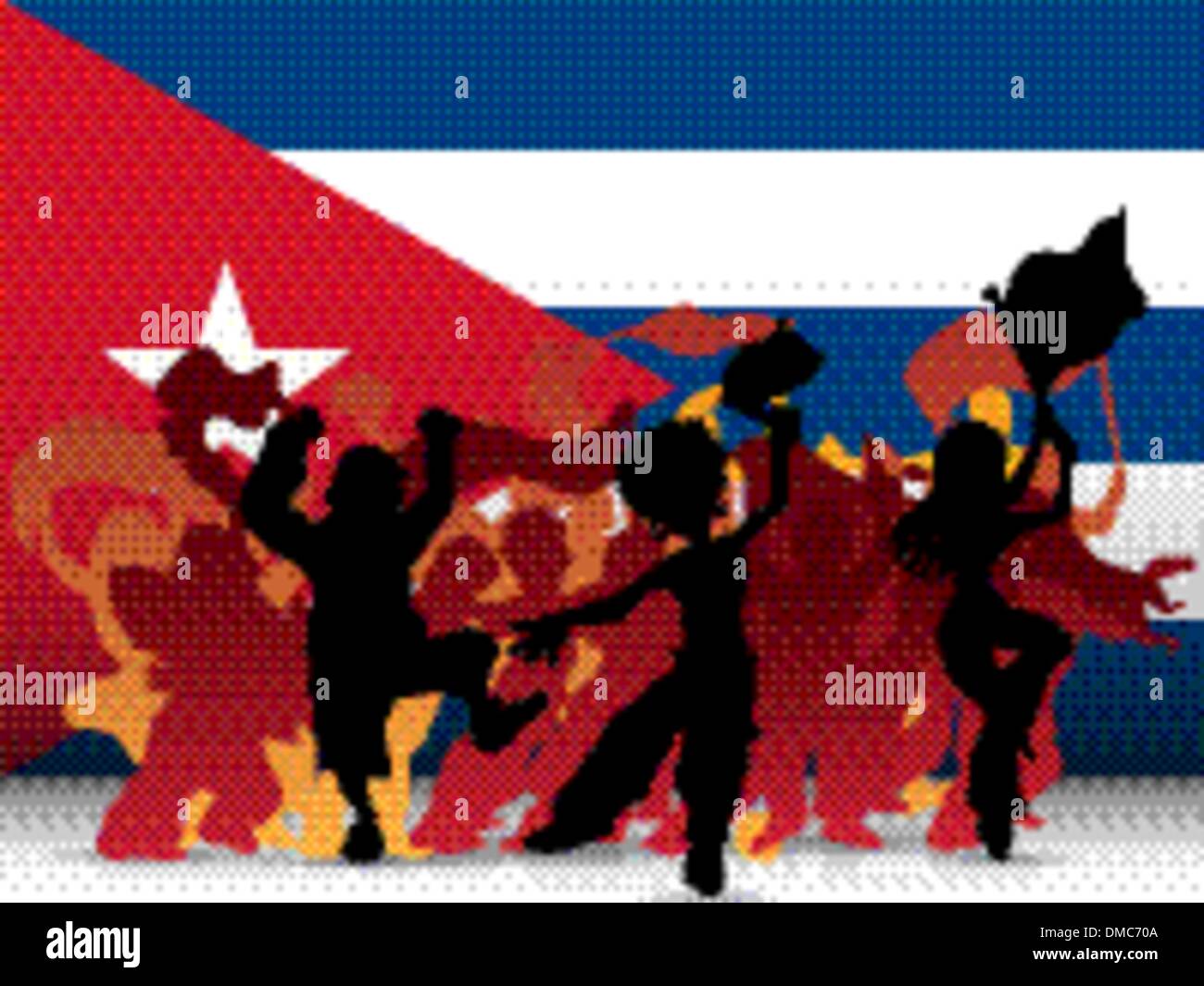 Cuba Deporte multitud de ventilador con bandera Ilustración del Vector