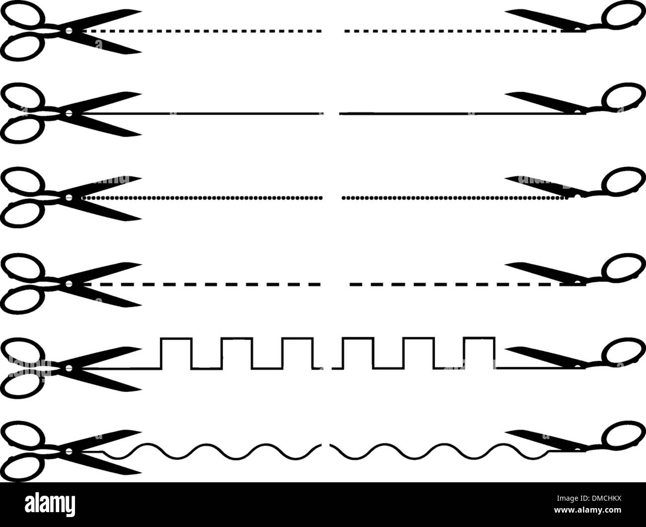Colecci n De Tijeras Corta L neas Vectoriales Imagen Vector De Stock