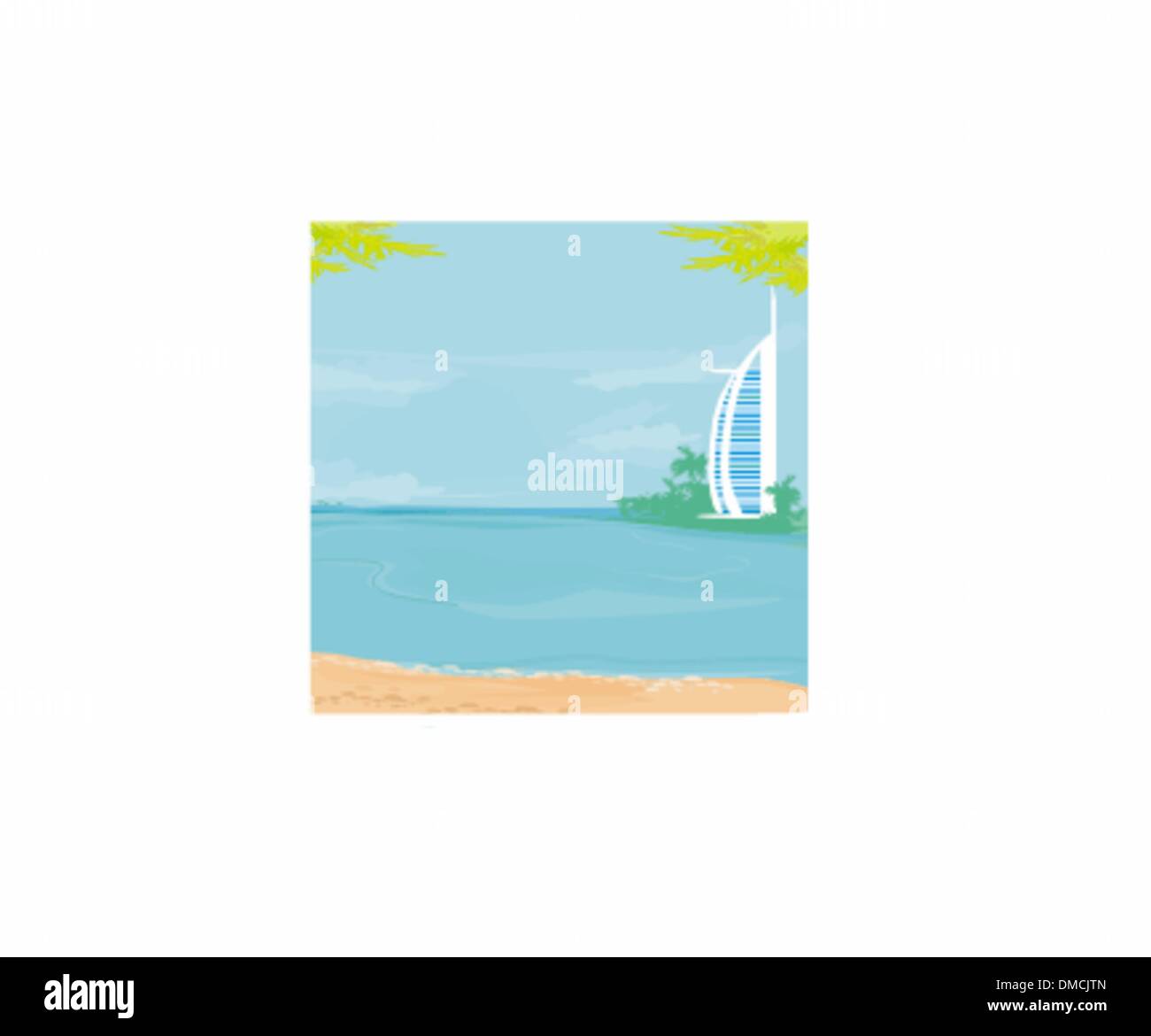 El Burj Al Arab Hotel en Dubai Ilustración del Vector