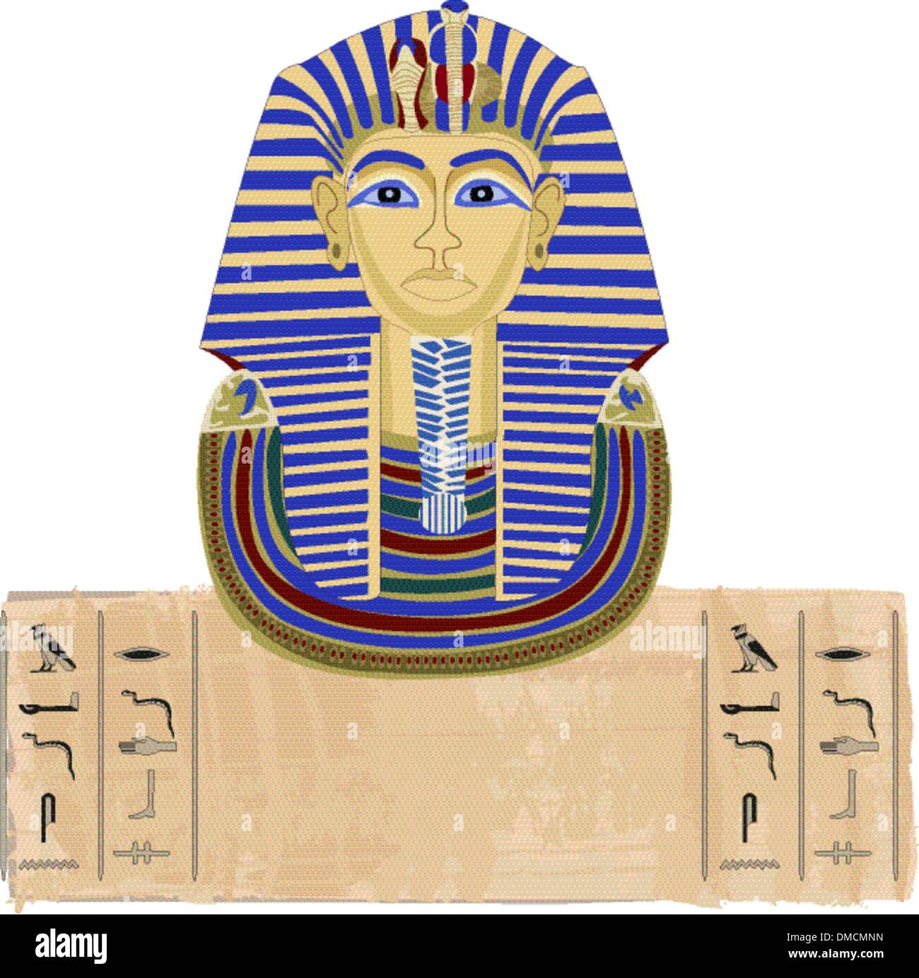 Tutankamón y jeroglíficos Ilustración del Vector