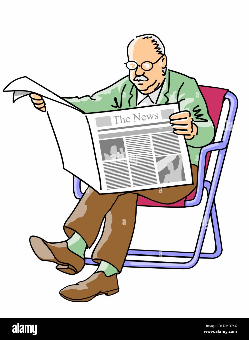 Abuelo leyendo el periódico Ilustración del Vector