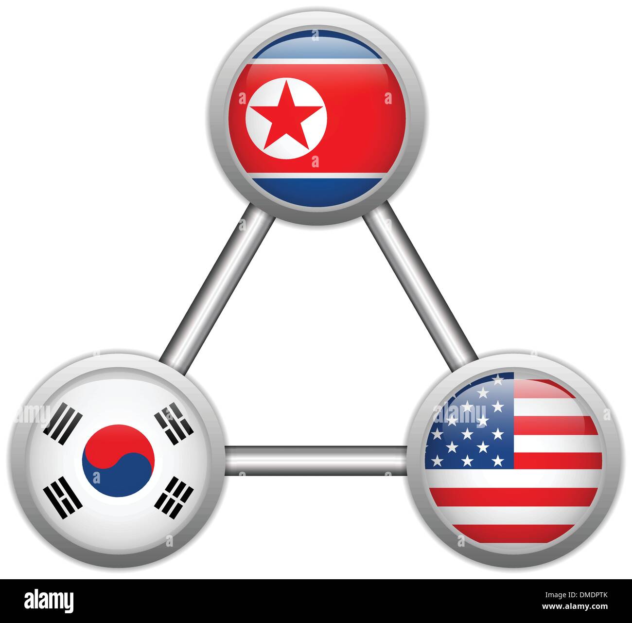 Corea del Norte, EE.UU. y Corea del Sur Guerra Ilustración del Vector