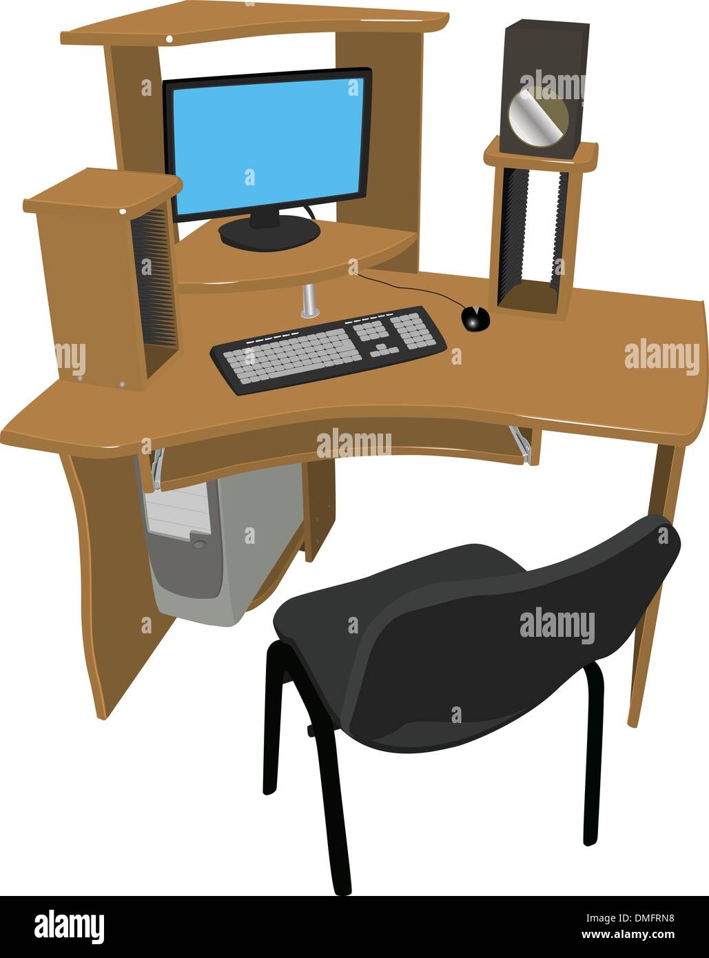 Computadora personal moderna en una tabla Ilustración del Vector