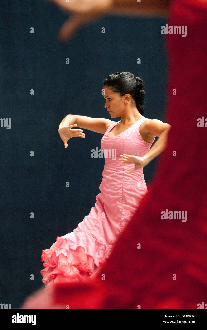 Bailarín flamenco, el baile, el Ballet Español de Cuba, La Habana, Cuba, El Caribe Foto de stock