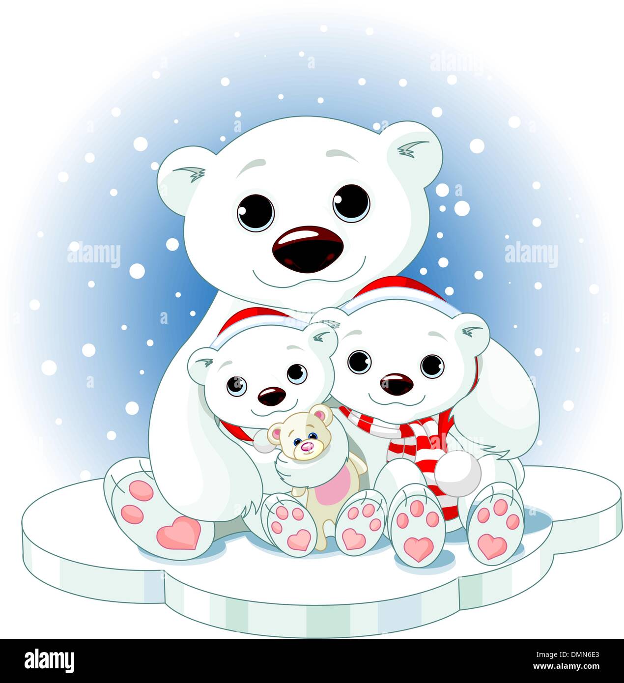Familia de osos polares de Navidad Imagen Vector de stock - Alamy