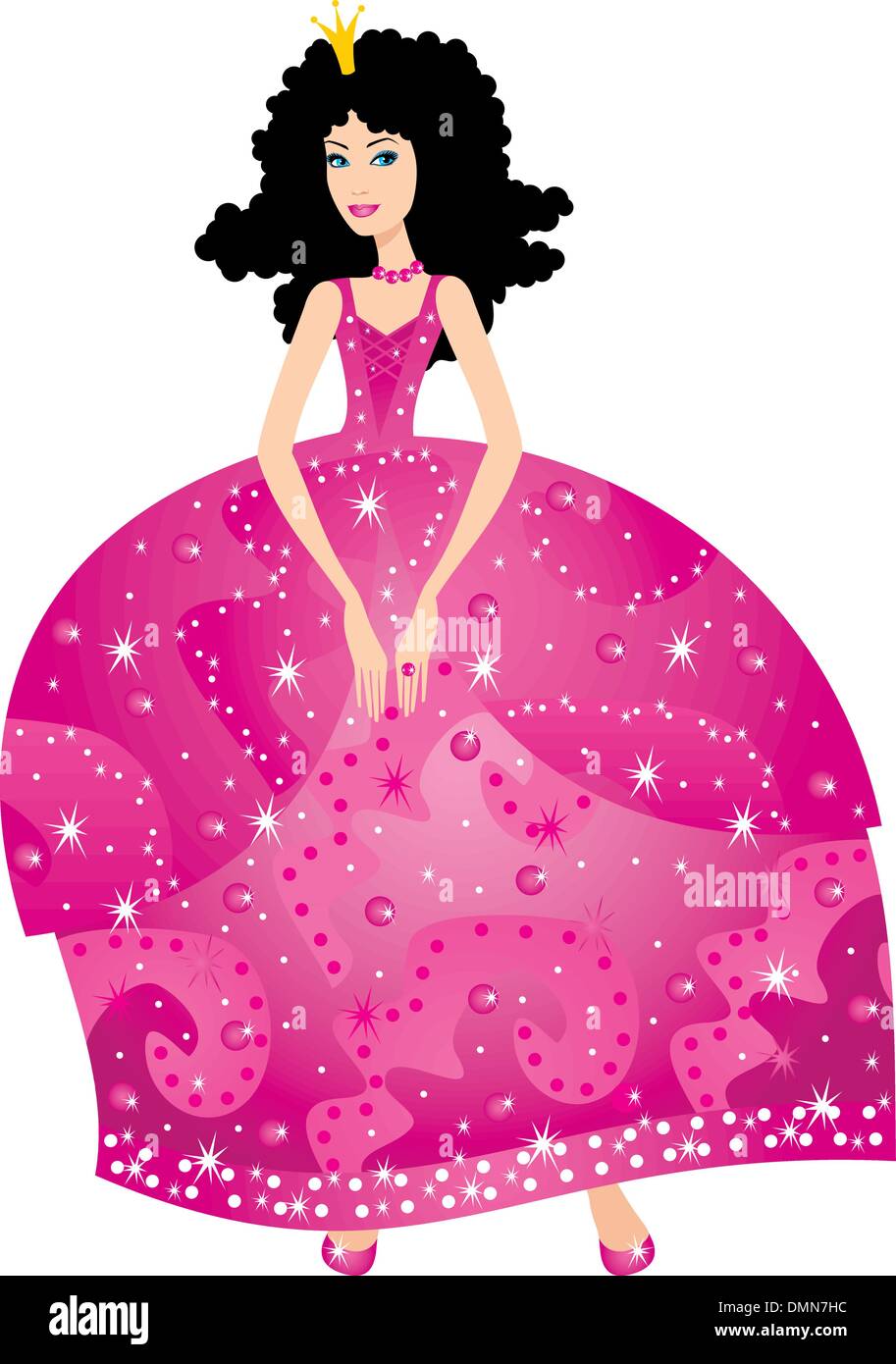 Dibujos animados hermosa princesa en vestido rosa Imagen Vector de stock -  Alamy