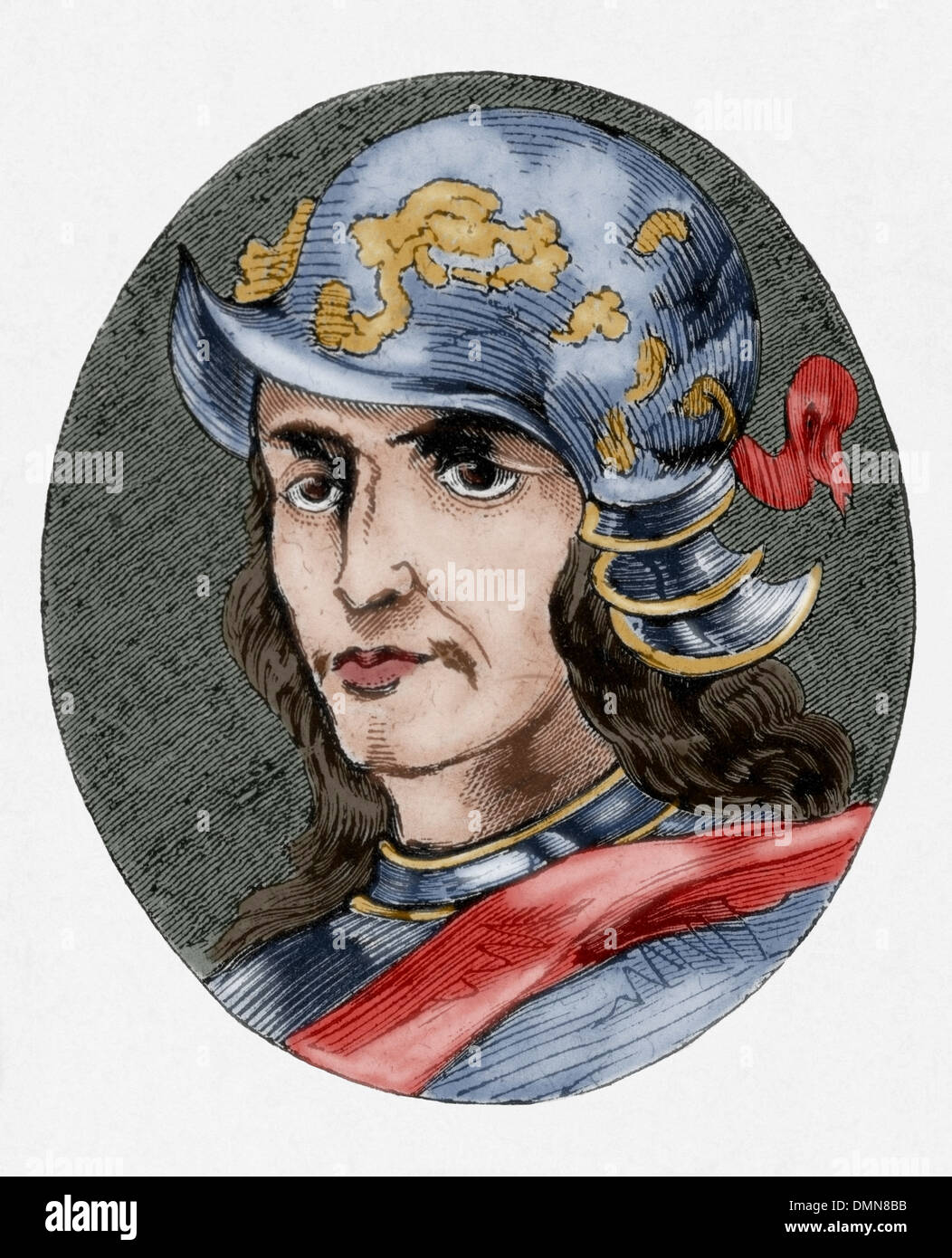 Enrique III (1379-1406). Conocido como Henry el Sufriente o Enrique el enfermo. El rey de la Corona de Castilla. Grabado. Coloreada. Foto de stock
