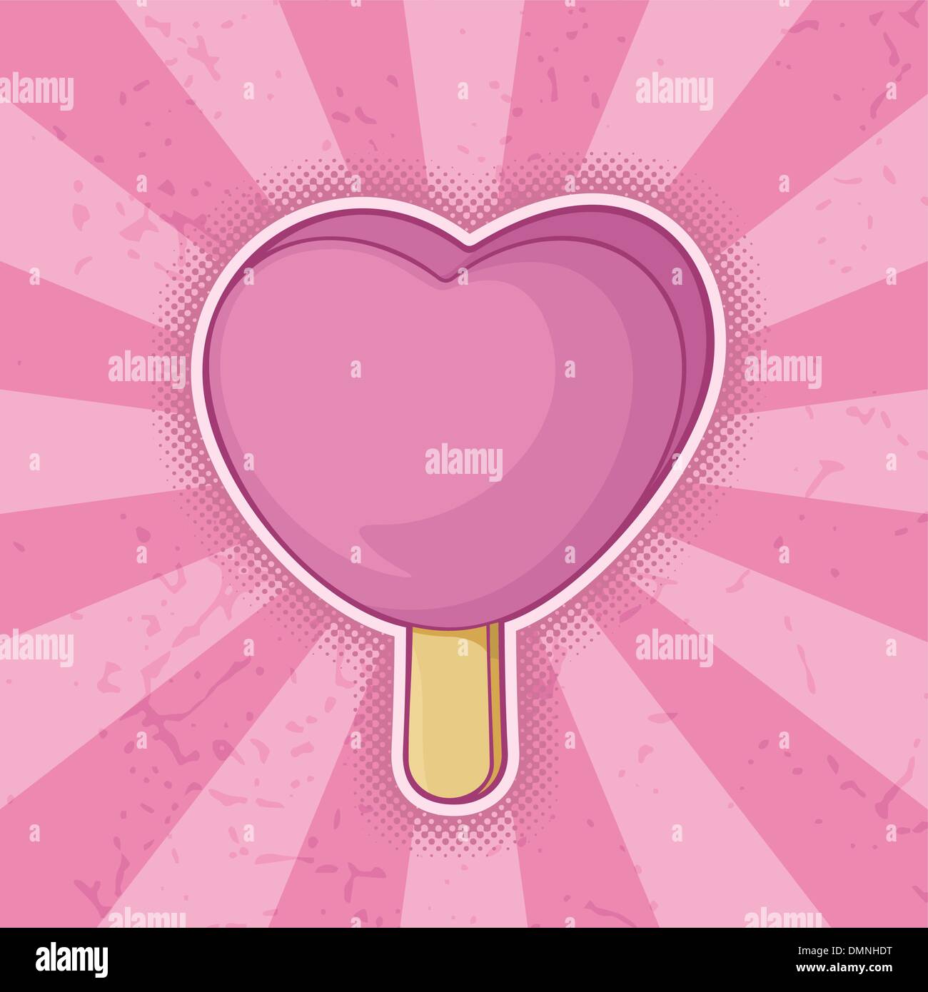 Rosa en forma de corazón helado stick Ilustración del Vector