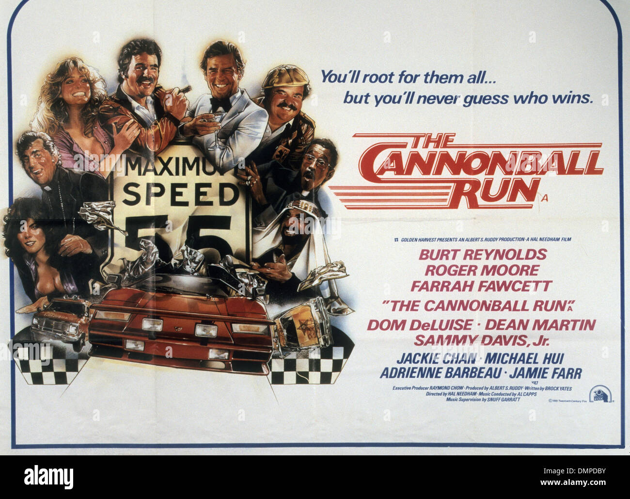La CANNONBALL RUN cartel de 1981 20th Century Fox Film con Burt