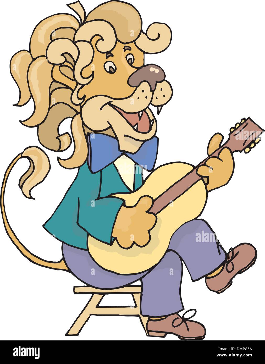 Tocar una guitarra de león Imagen Vector de stock - Alamy