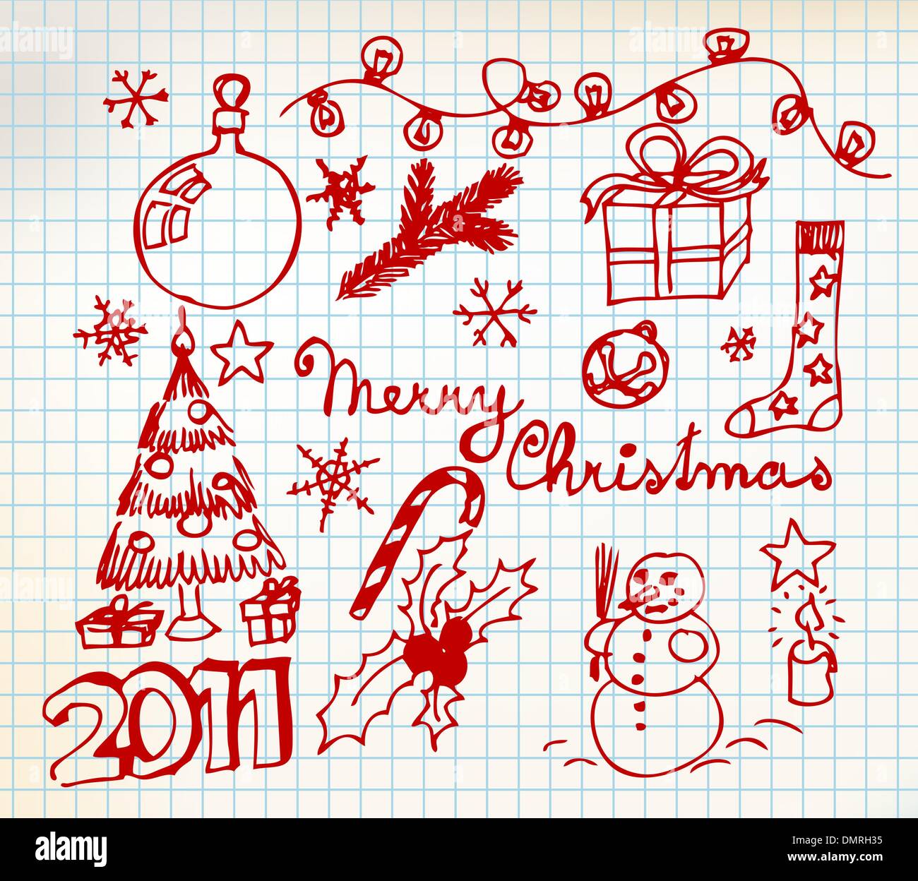 Navidad y Año Nuevo Vector doodle ilustraciones Ilustración del Vector
