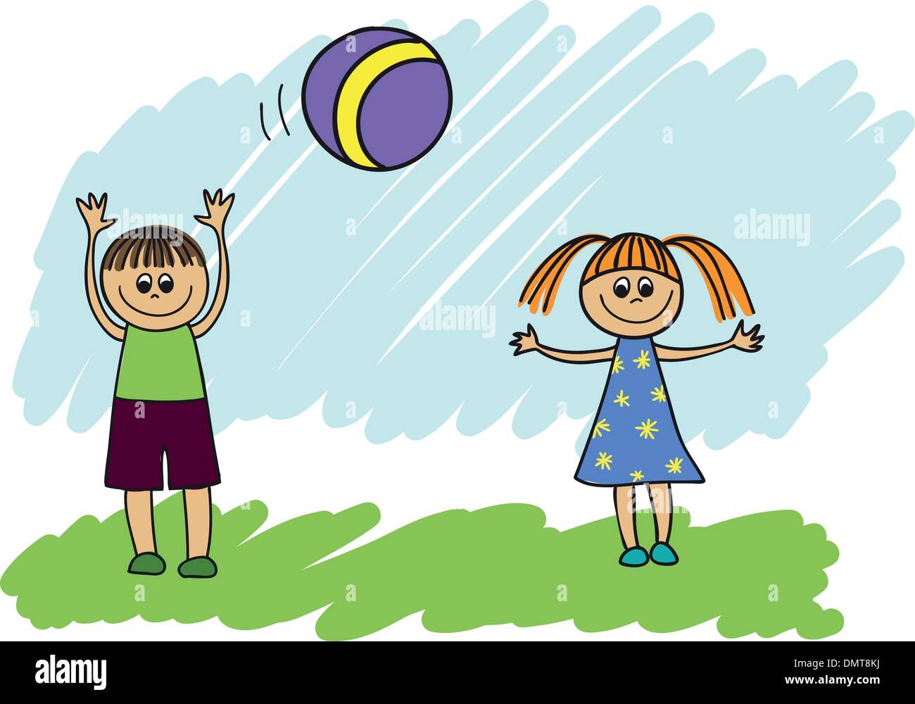 Dibujo de niños jugando con una pelota fotografías e imágenes de alta  resolución - Alamy