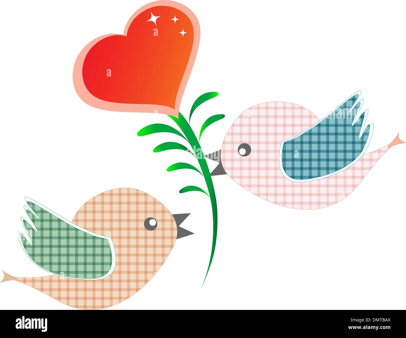 Dos lindos pájaros decorativos. Ilustración vectorial Imagen Vector de  stock - Alamy