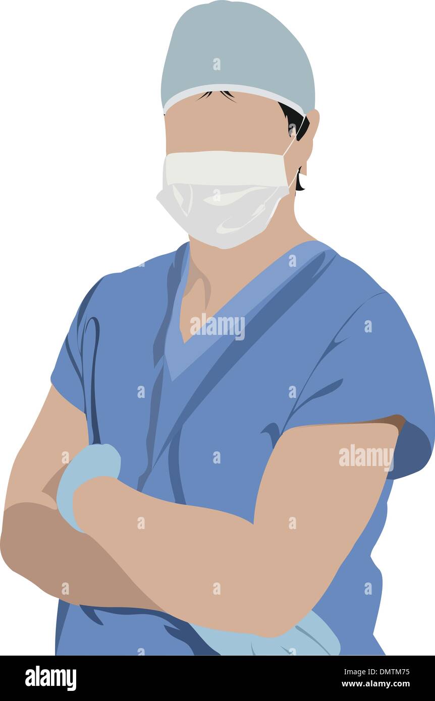 Médico Cirujano Con Luz En La Cabeza Ilustraciones svg, vectoriales, clip  art vectorizado libre de derechos. Image 52093536