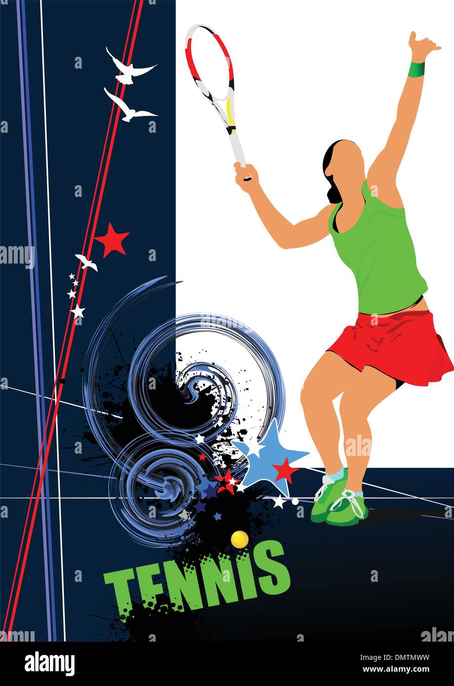 Jugador de tenis. Ilustración vectorial de color para diseñadores Ilustración del Vector