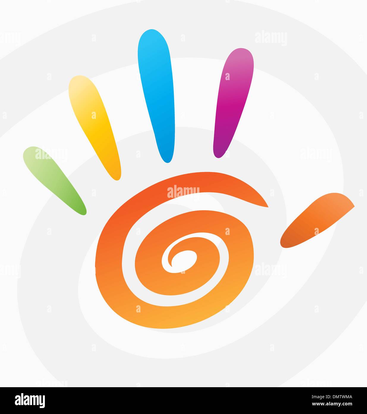 Vectores abstractos coloreados a mano en espiral con los dedos. Ilustración del Vector