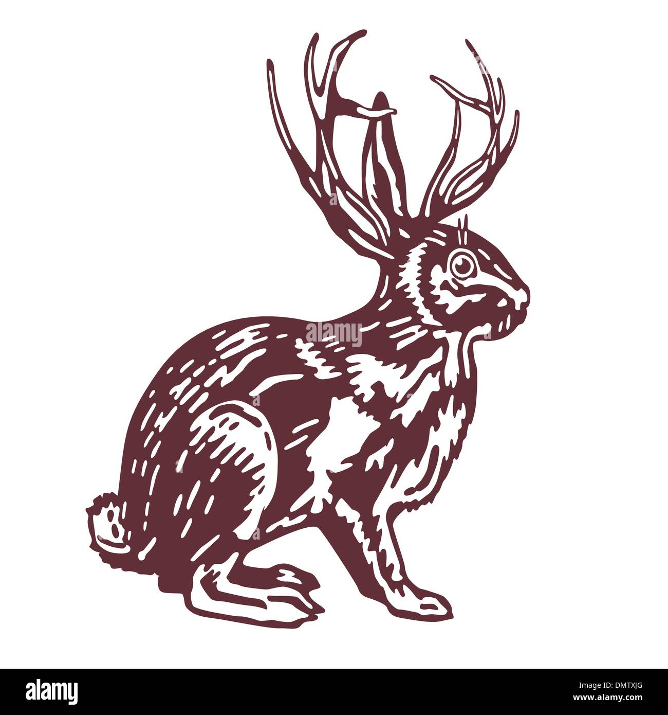 Conejo con la cornamenta de ciervo Ilustración del Vector