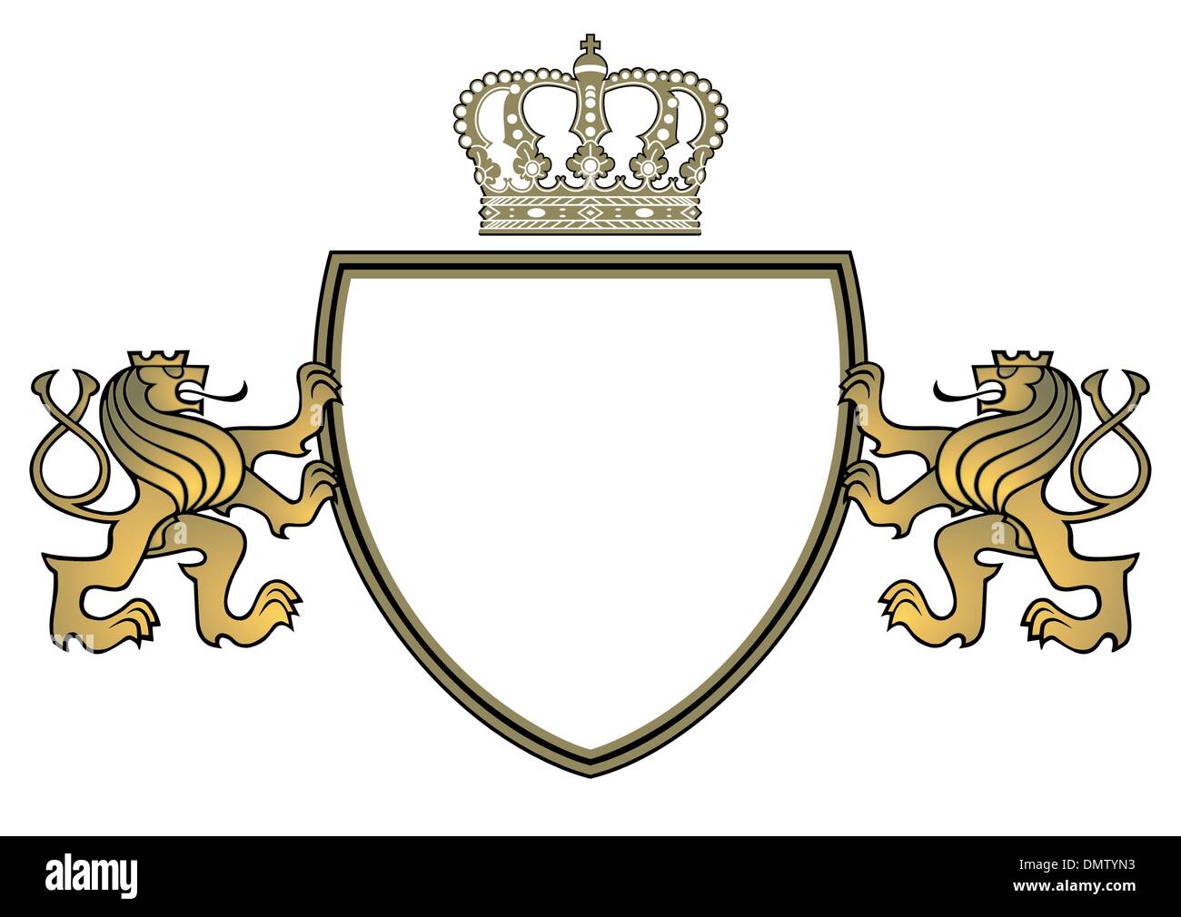 Escudo con leones y corona Ilustración del Vector