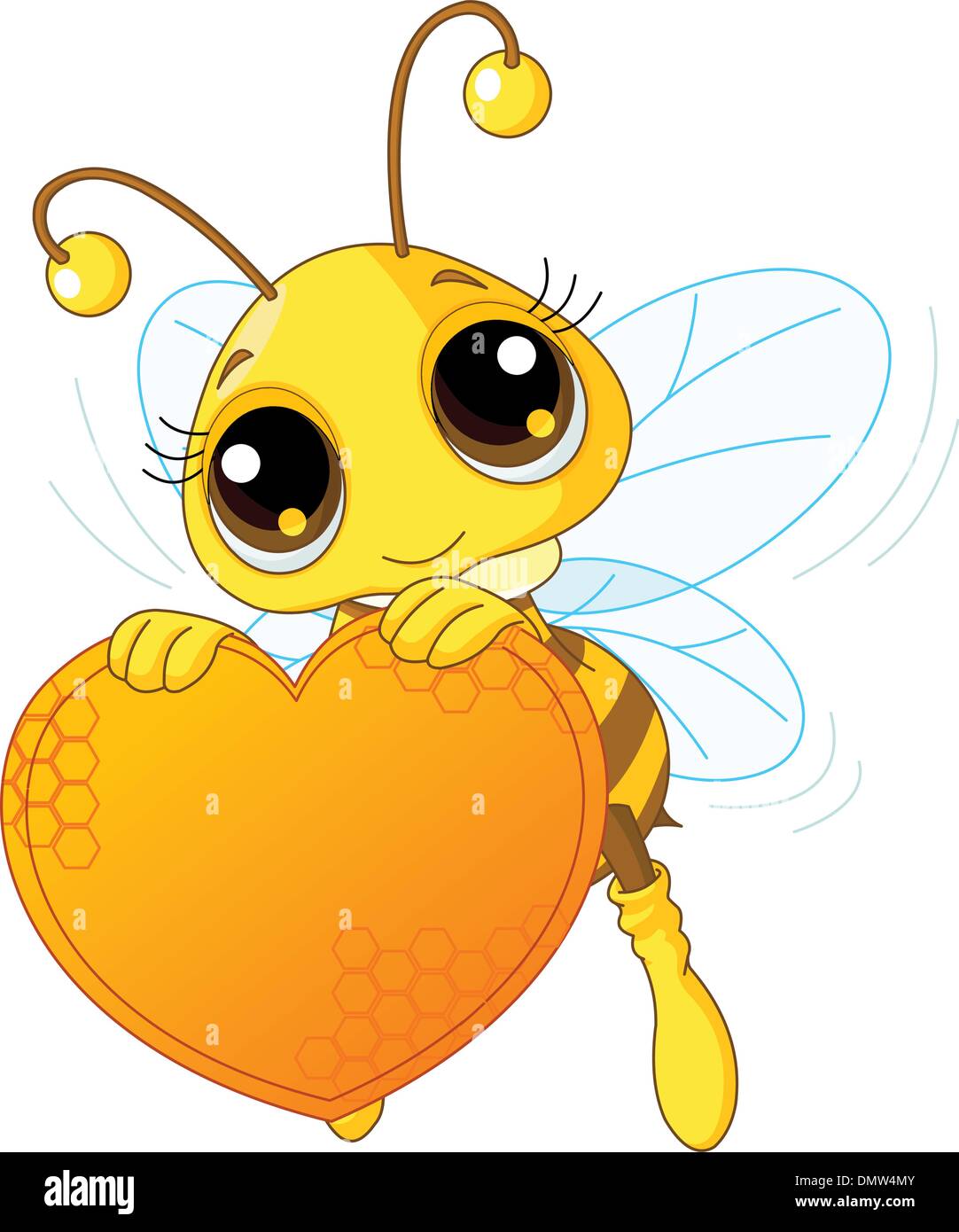 Cute bee sosteniendo un dulce corazón Ilustración del Vector