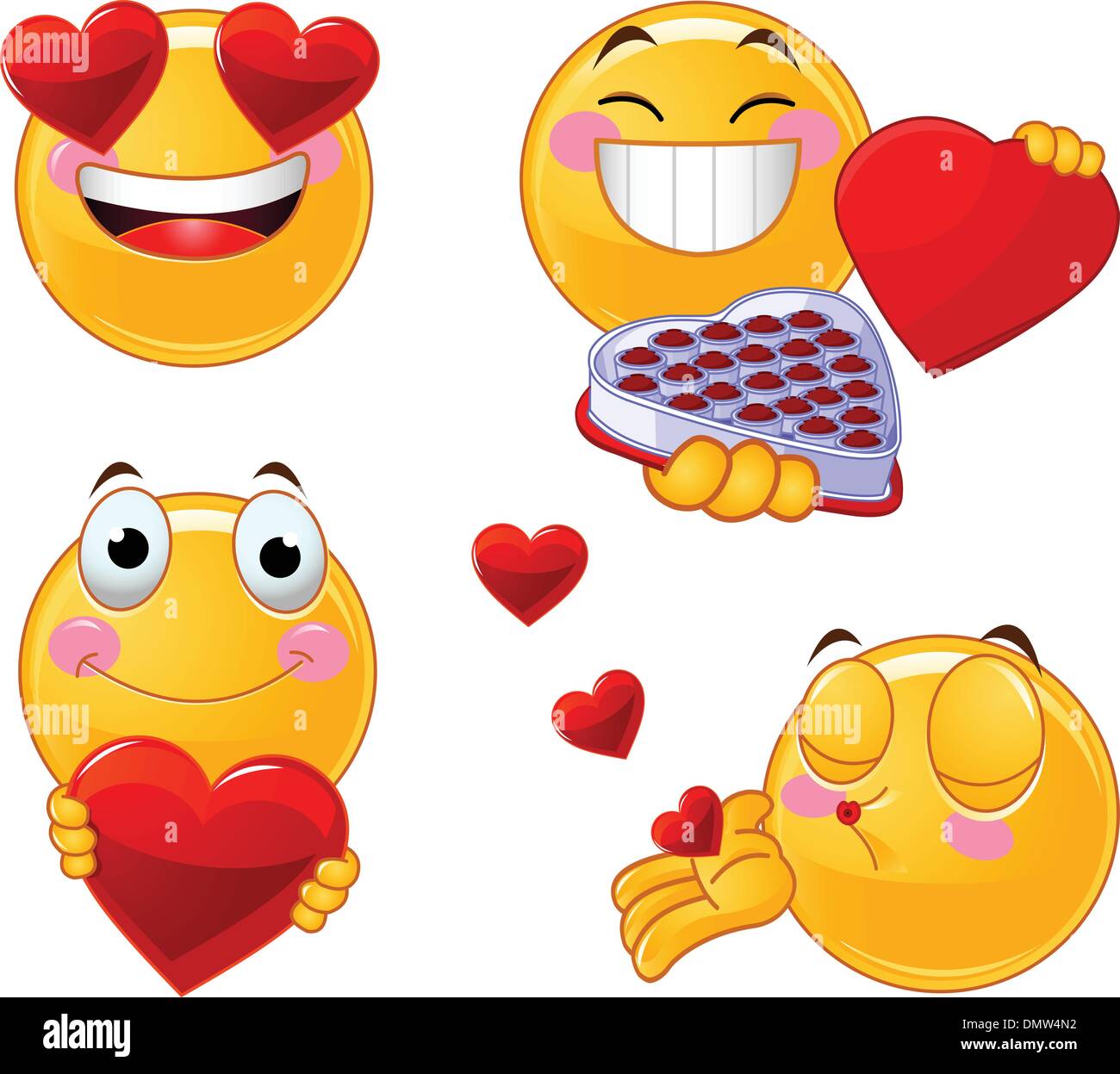 Conjunto de San Valentín Emoticonos Emoticonos Ilustración del Vector