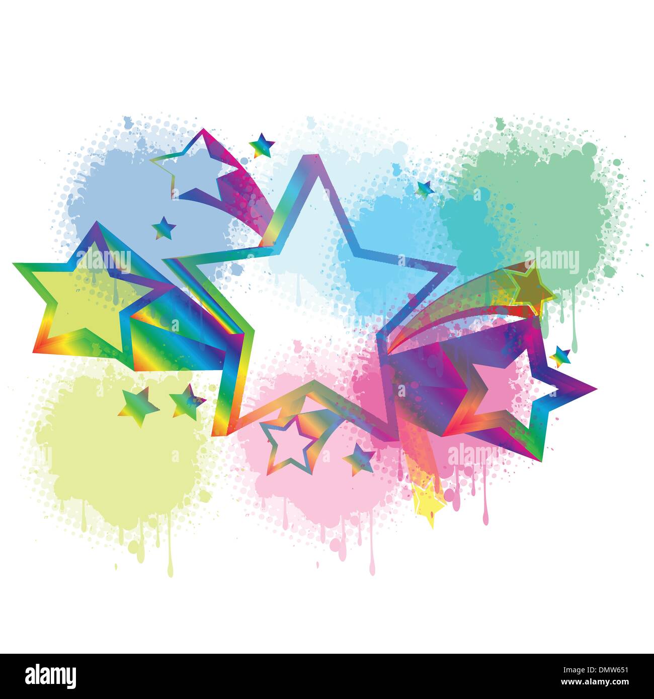 Estrellas de colores y el grunge sobre fondo blanco Imagen Vector de stock  - Alamy