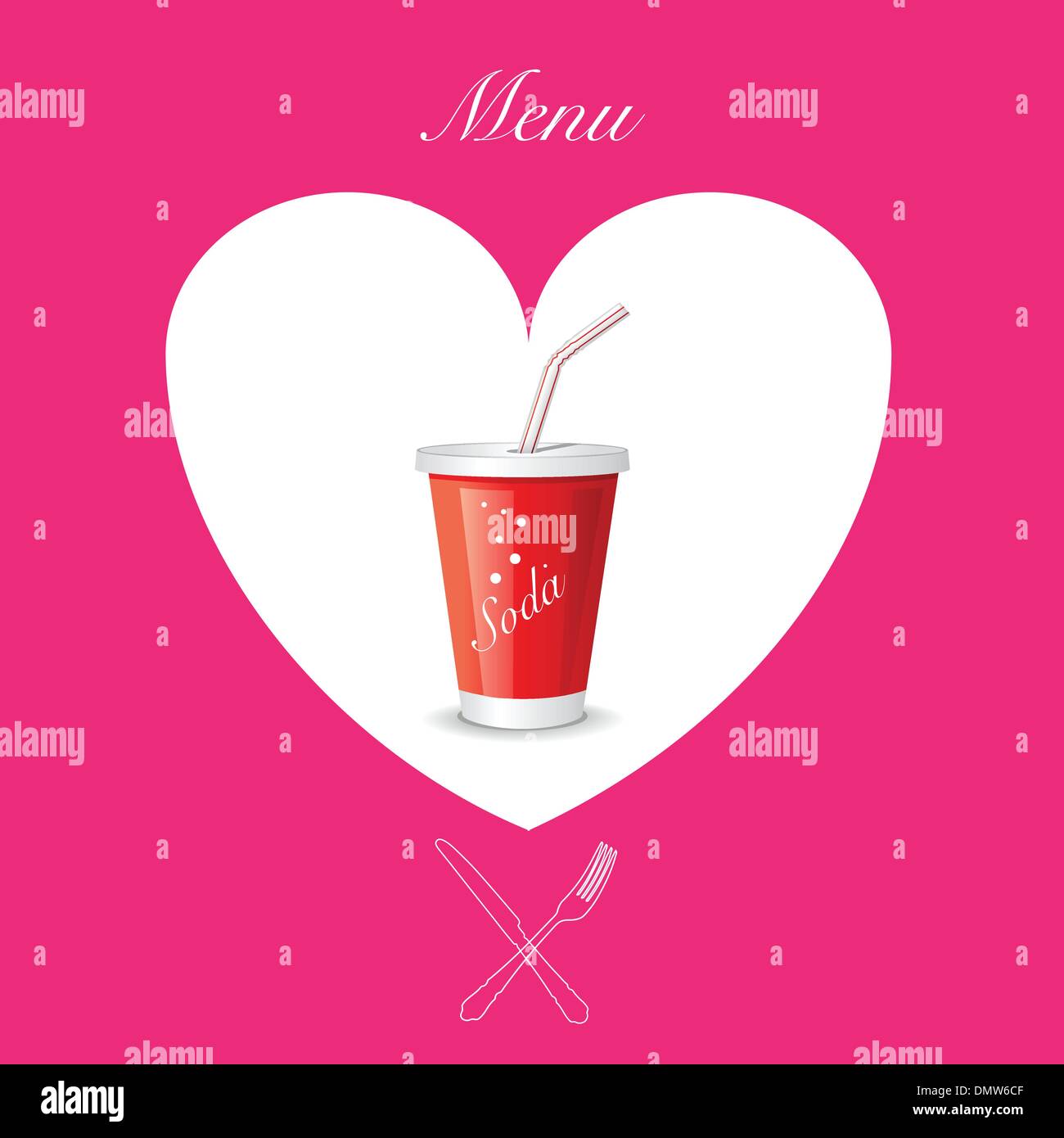 Amor menú de bebidas en rosa Ilustración del Vector
