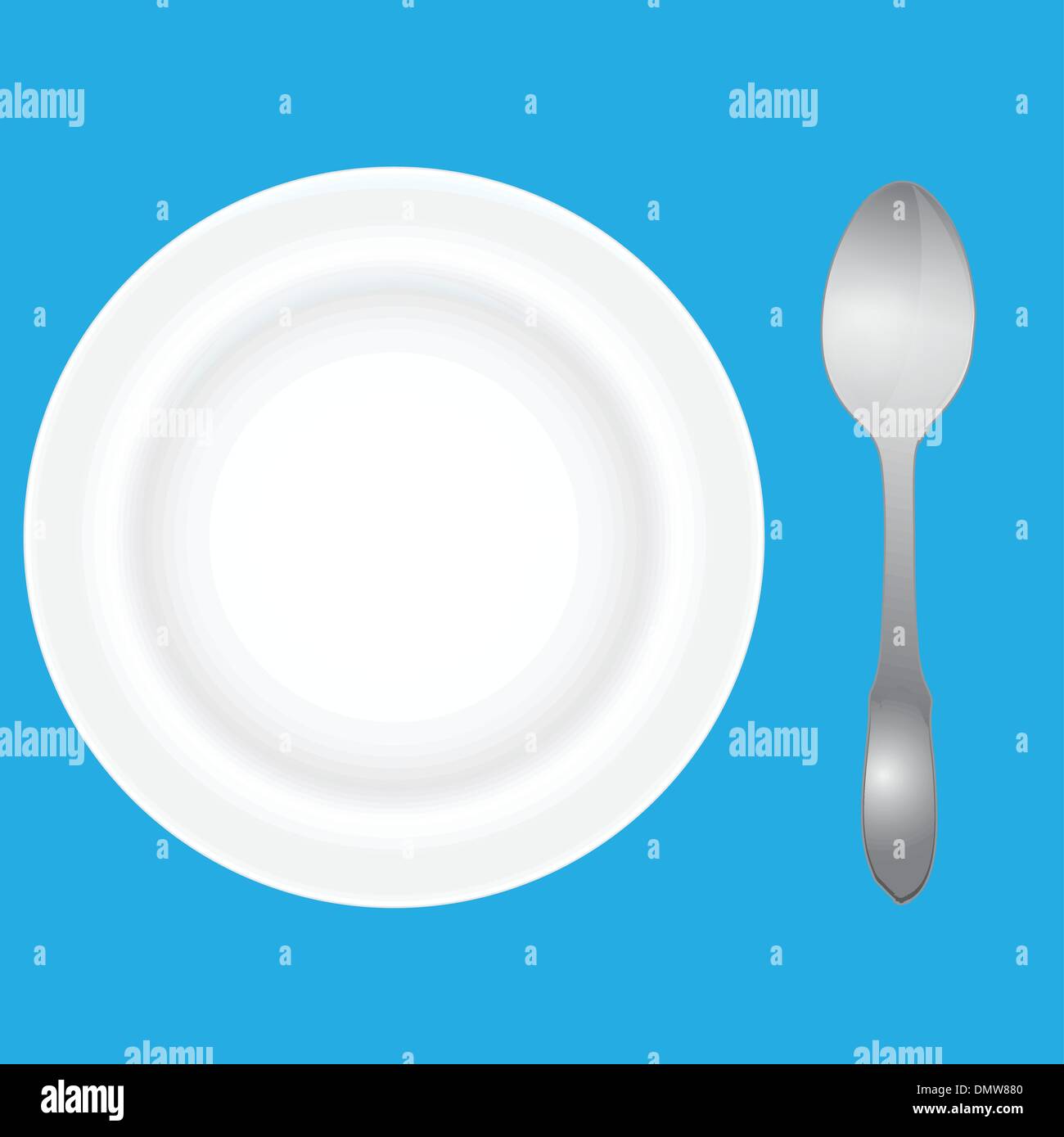 Plato hondo y cuchara Imagen Vector de stock - Alamy