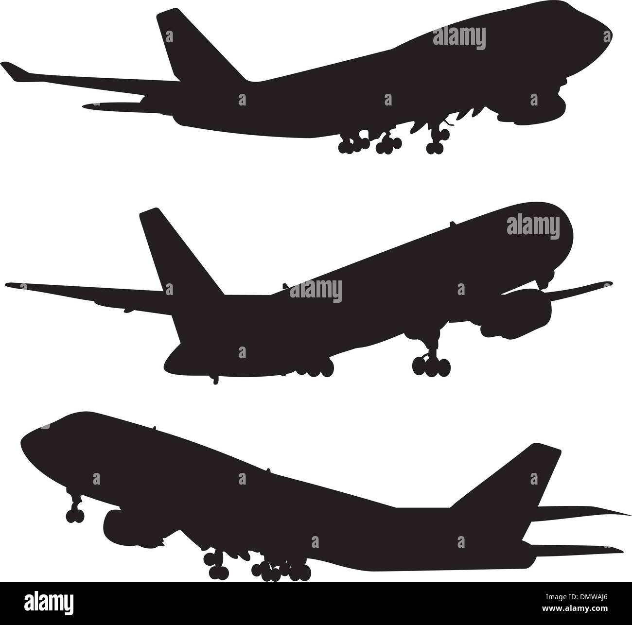 Silueta de avión set Ilustración del Vector