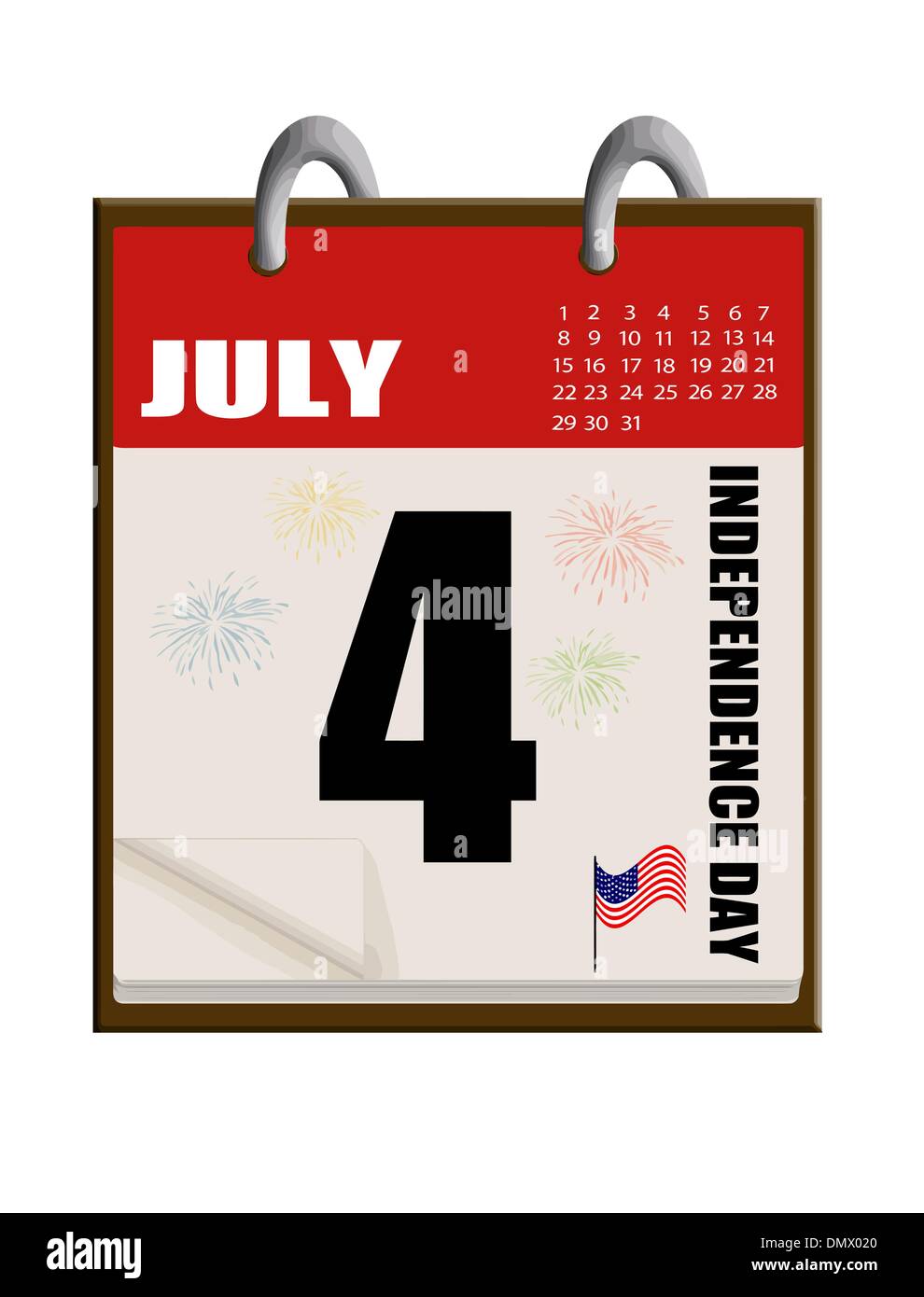 Calendario del día de la Independencia Ilustración del Vector