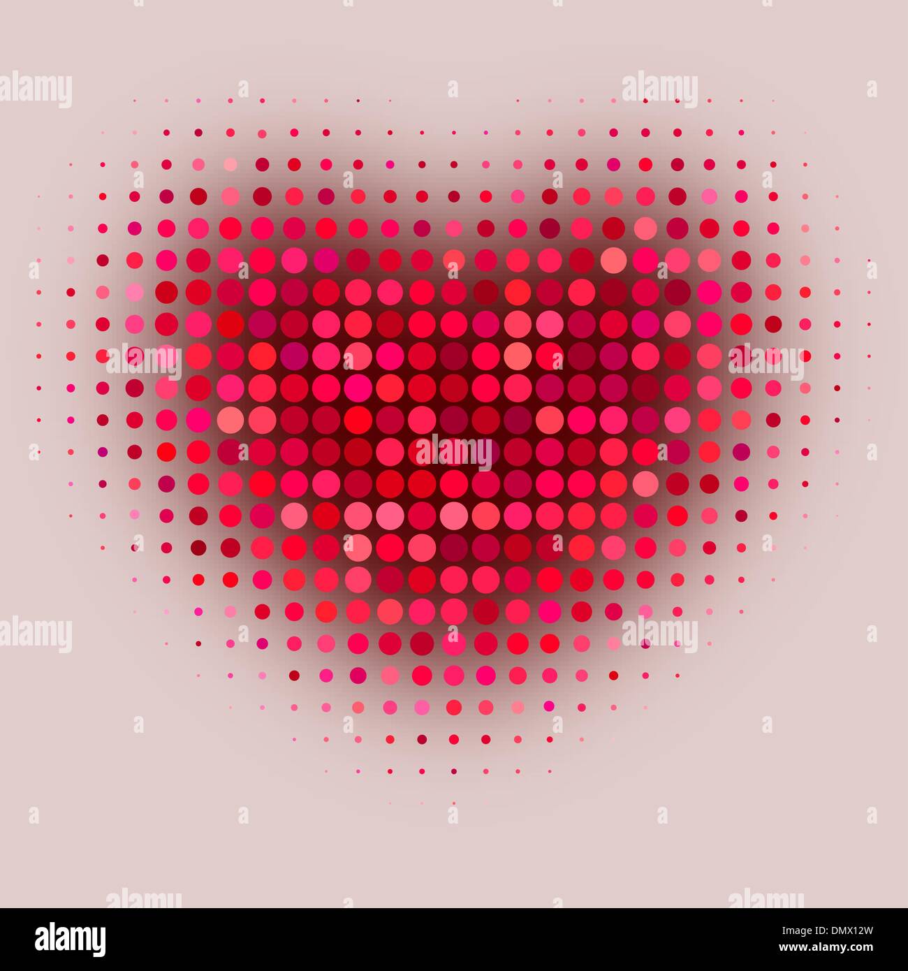 Semitono de color rojo en forma de corazón Ilustración del Vector