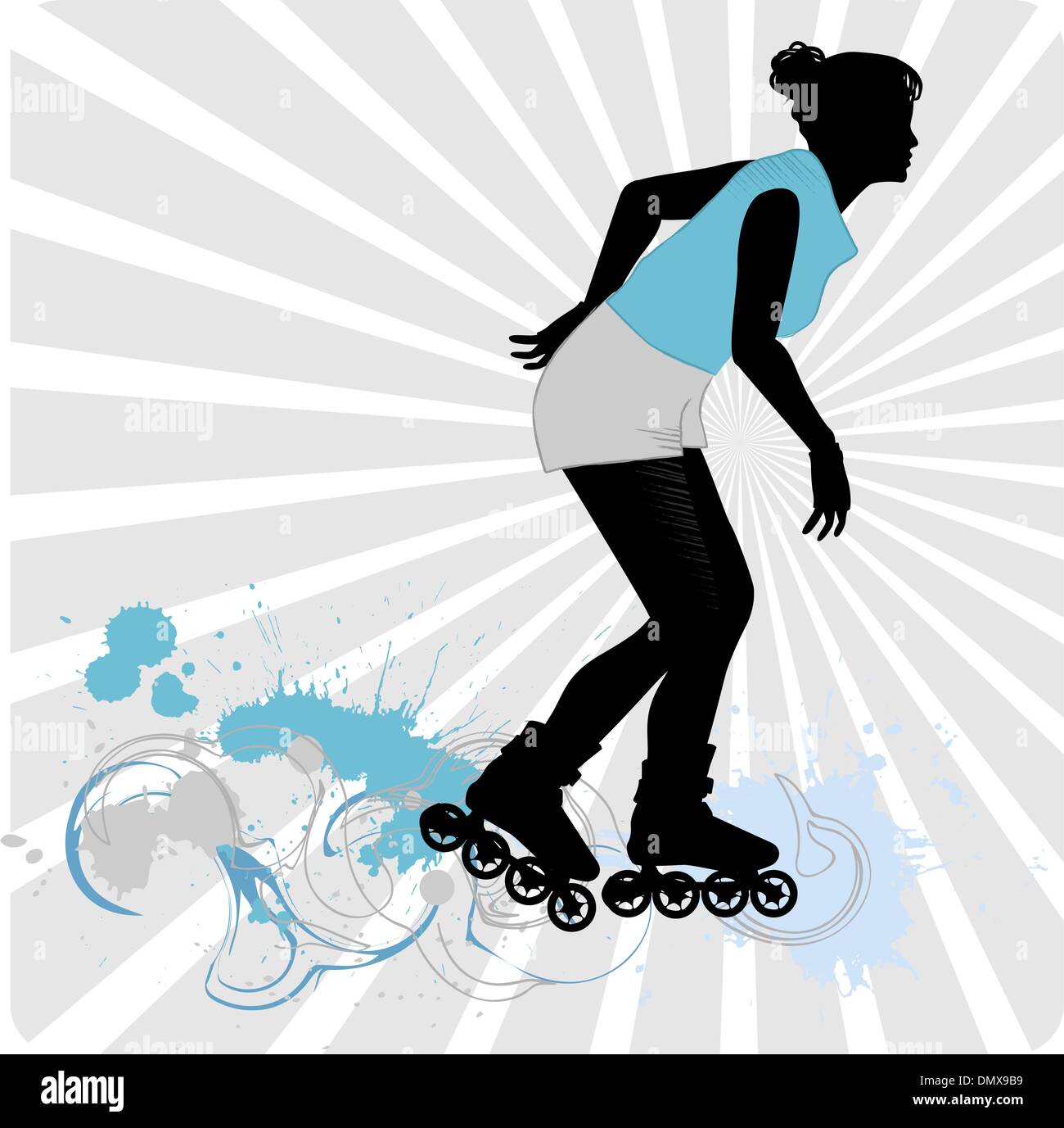 Vector drawing girl on roller skates fotografías e imágenes de alta  resolución - Alamy