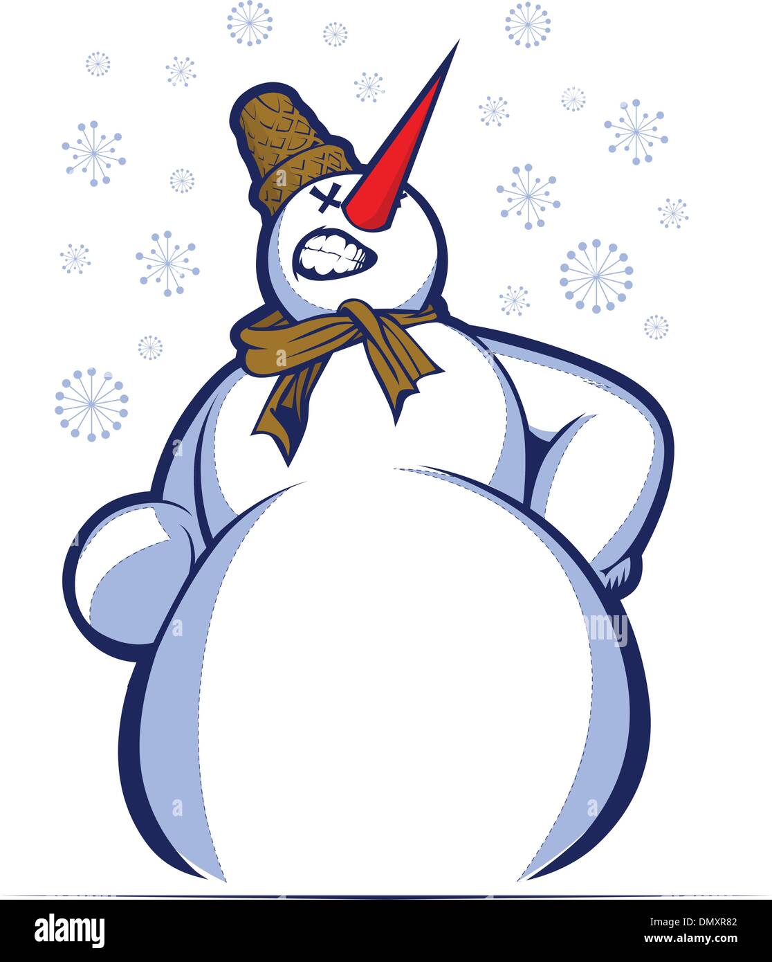 Cartoon snowman sonrisa Ilustración del Vector