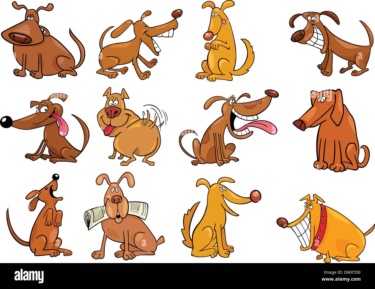Conjunto De Perros De Dibujos Animados Imagen Vector De Stock Alamy 
