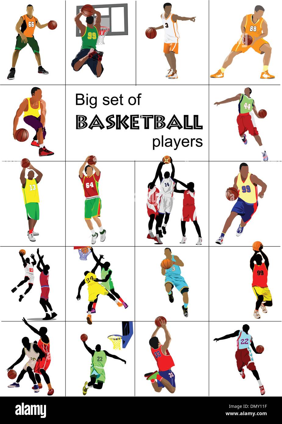 Los jugadores de baloncesto. Ilustración vectorial de color para  diseñadores Imagen Vector de stock - Alamy