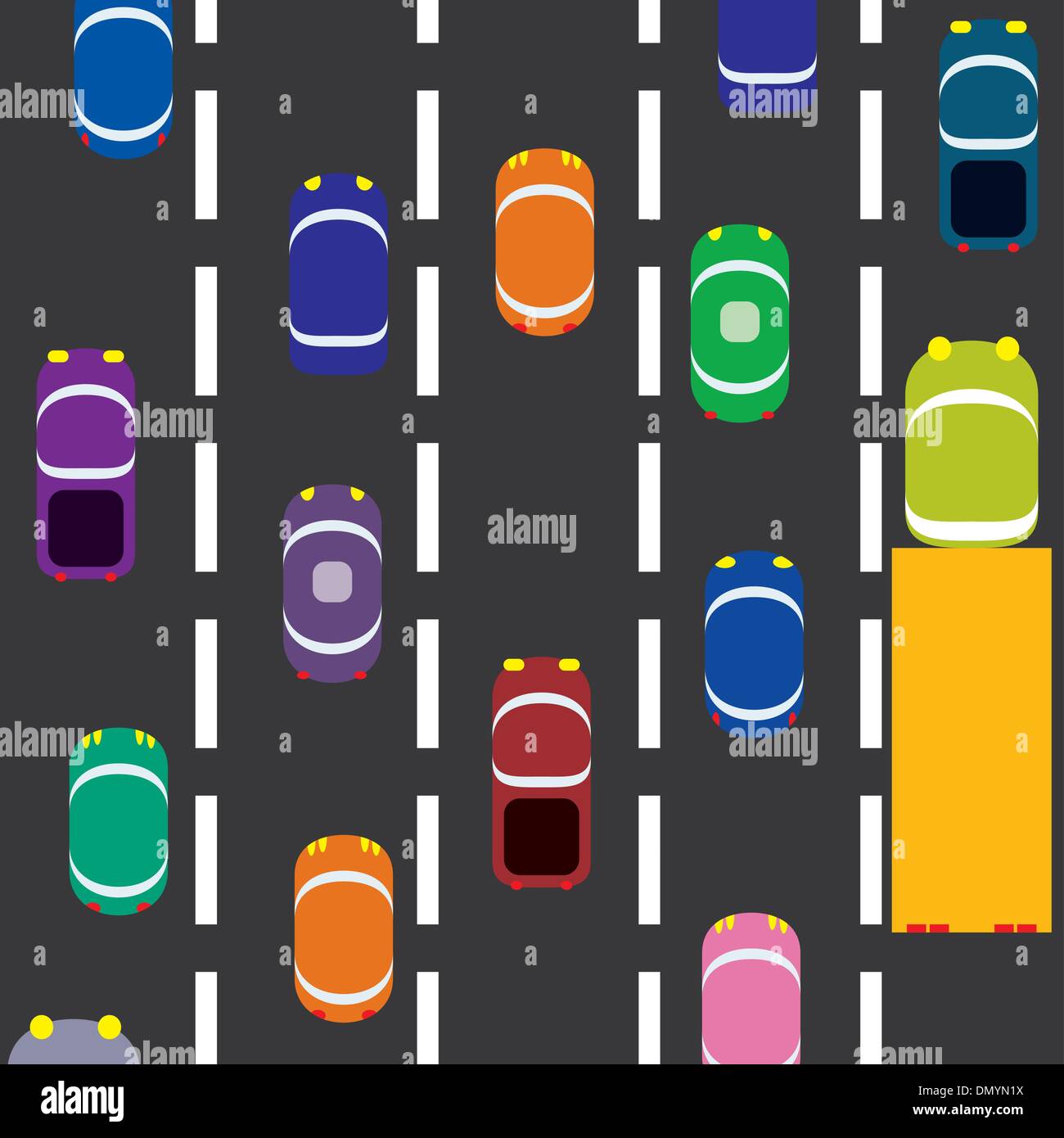 Coches de vectores en la carretera Ilustración del Vector